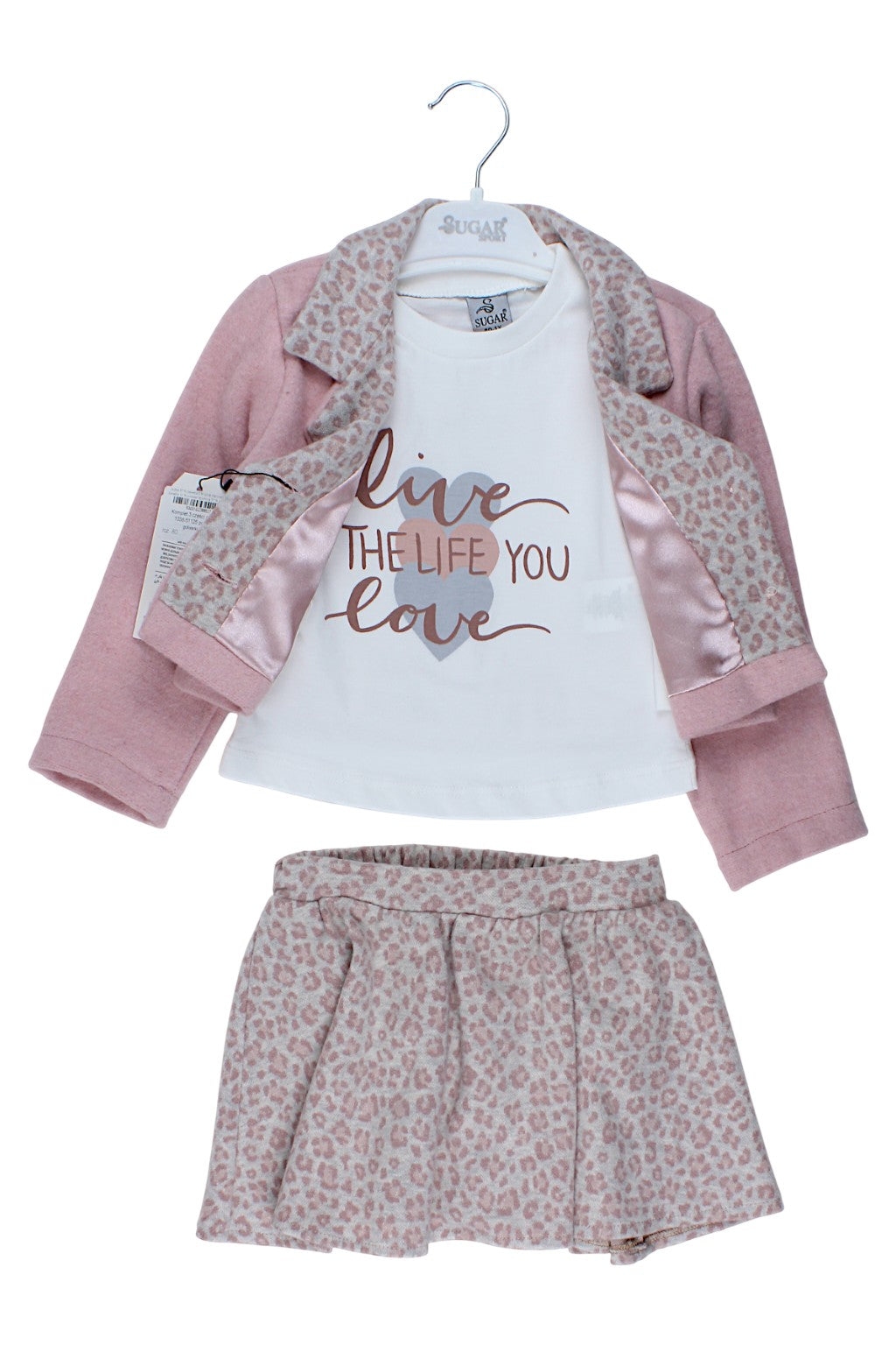 3-piece leopard print set, girly powder pink, Sugar 1038-51125