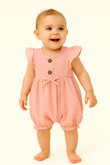 Girls' pink muslin romper Ersin Baby 1103-5625-40