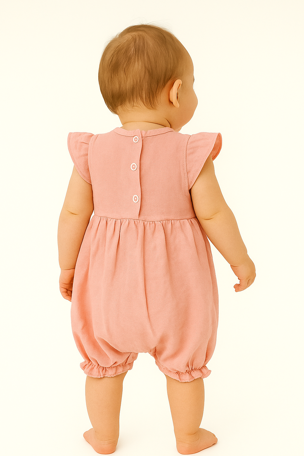 Girls' pink muslin romper Ersin Baby 1103-5625-40