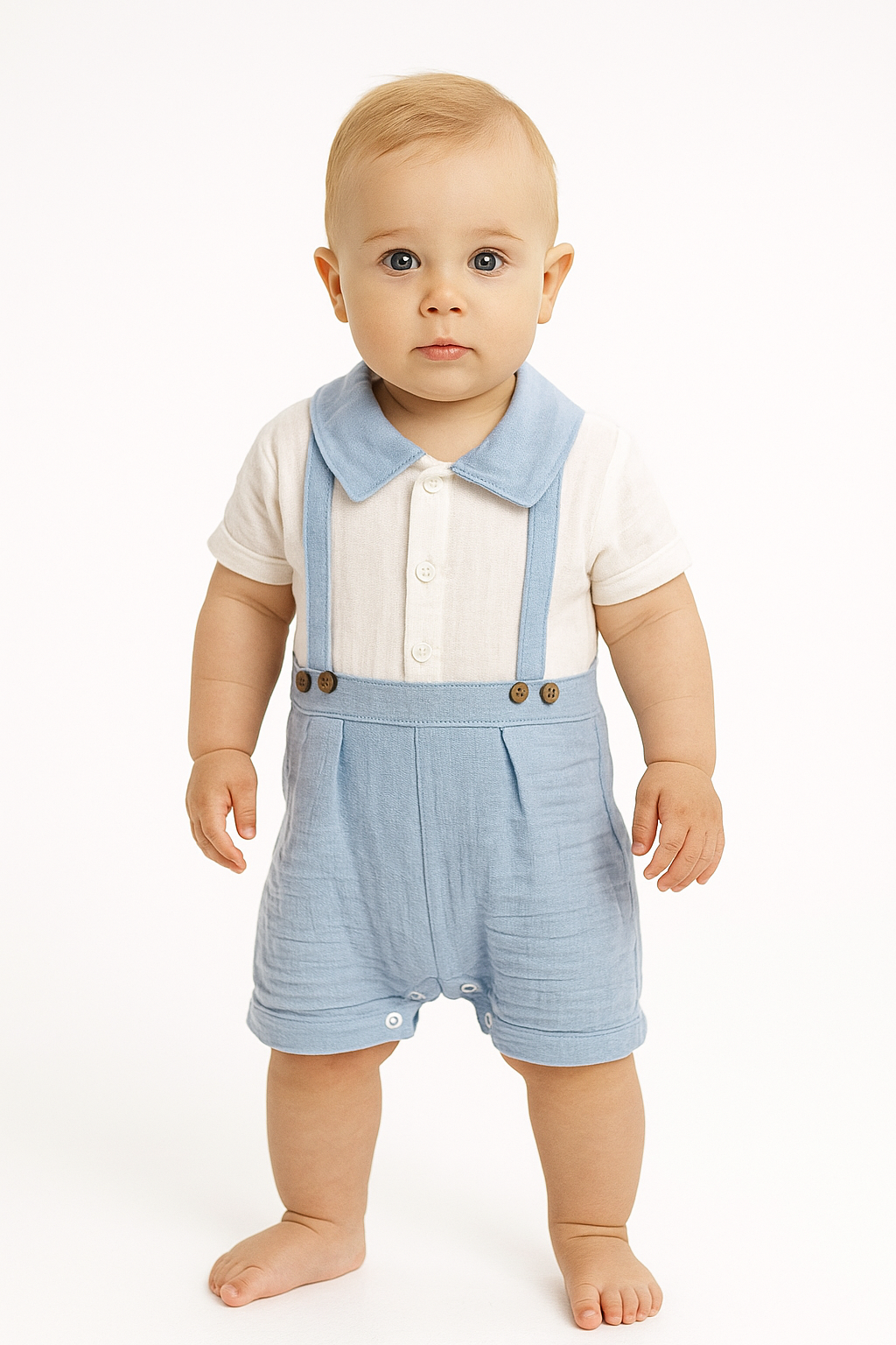Boy's muslin romper blue Ersin baby 1104-5625-35