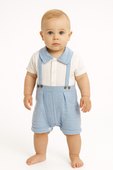 Boy's muslin romper blue Ersin baby 1104-5625-35