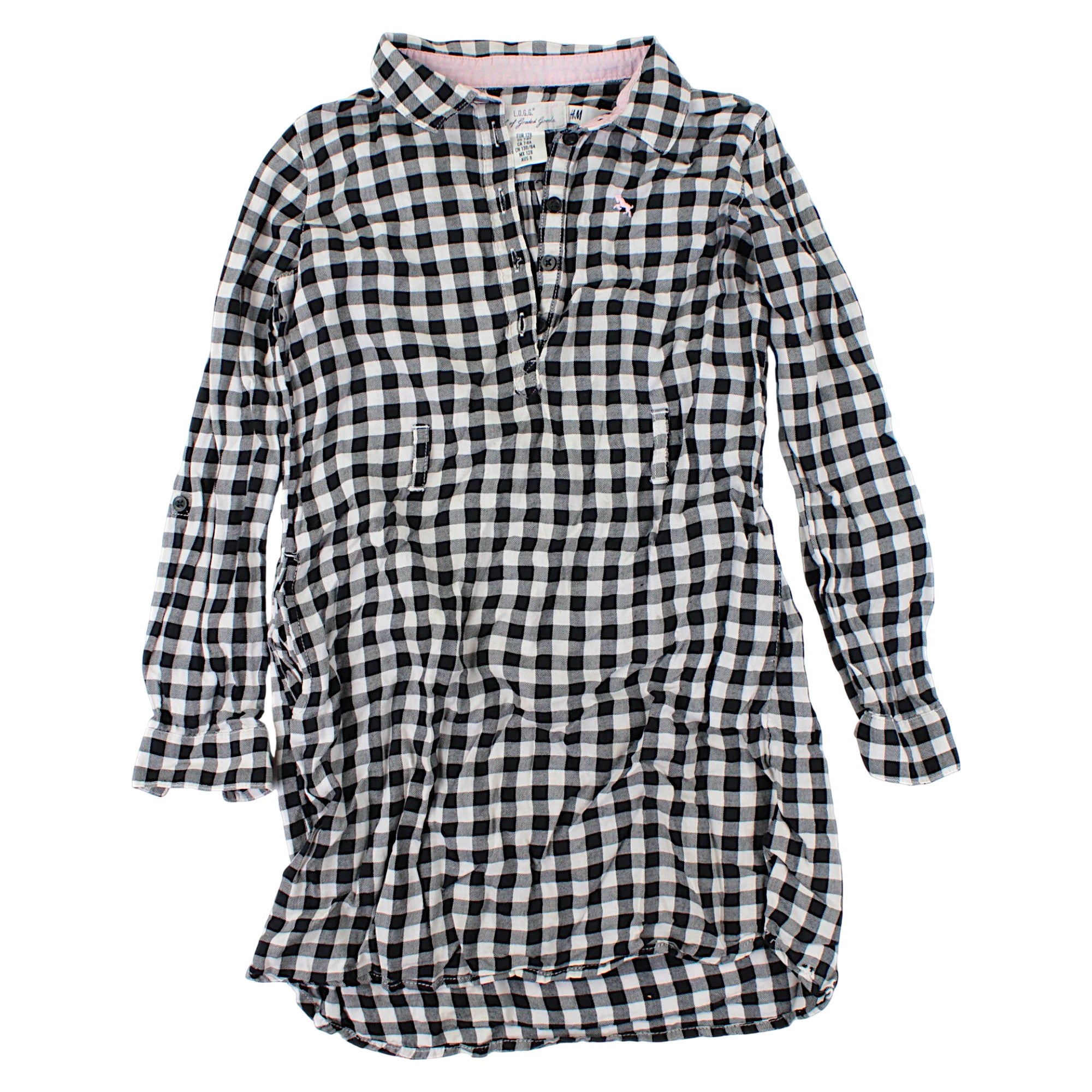 Long sleeve checkered tunic for girls used LOGG code 144