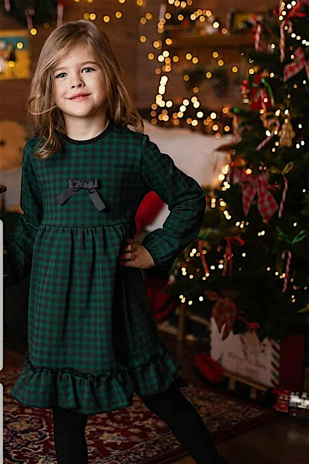 Green checkered dress for girls Guliwerkids 12996-161224-48
