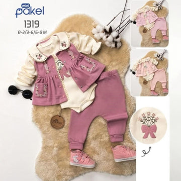 Baby girl embroidery set dirty pink Pakel 1319-16525-5
