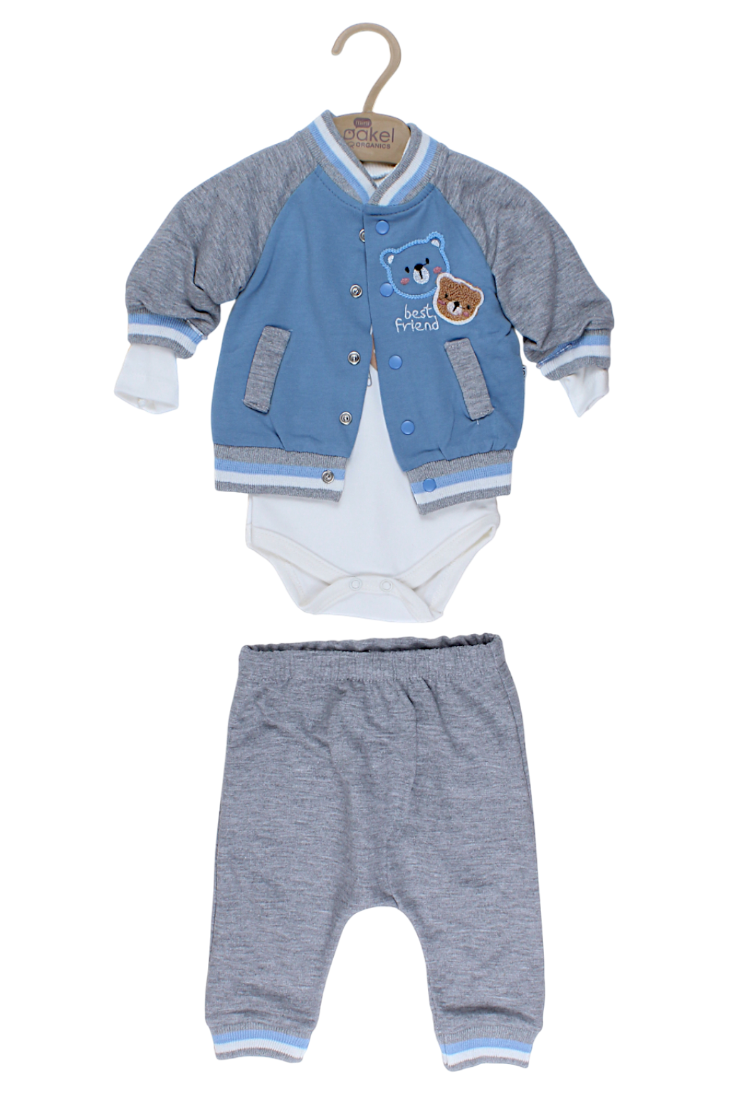 Boy's blue Teddy bear bodysuit set Pakel 1344-27825-35