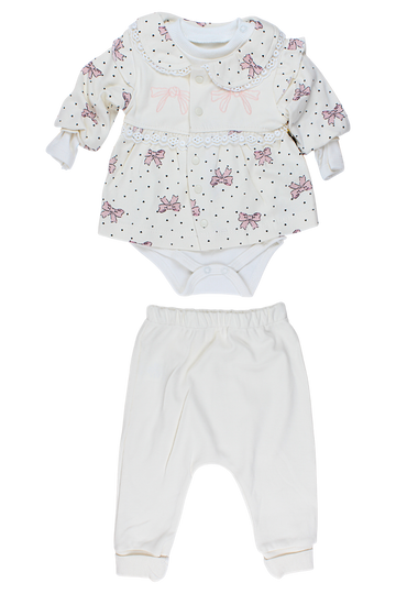 Set of 3 pieces of girly bows, cream, Pakel 1369-11925