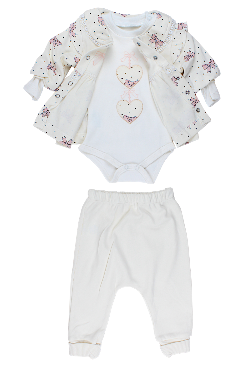 Set of 3 pieces of girly bows, cream, Pakel 1369-11925