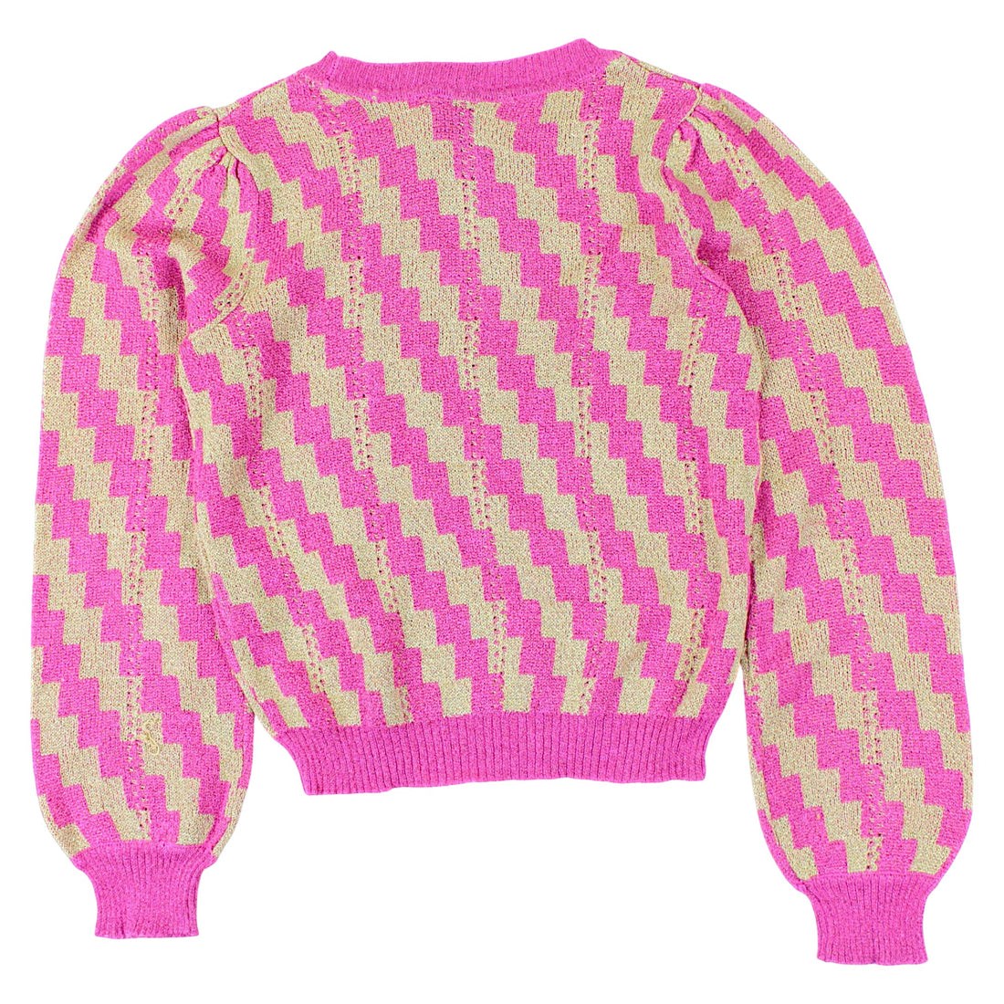 Girls' zigzag sweater worn over the head, used, Shoeby, pink, code 156