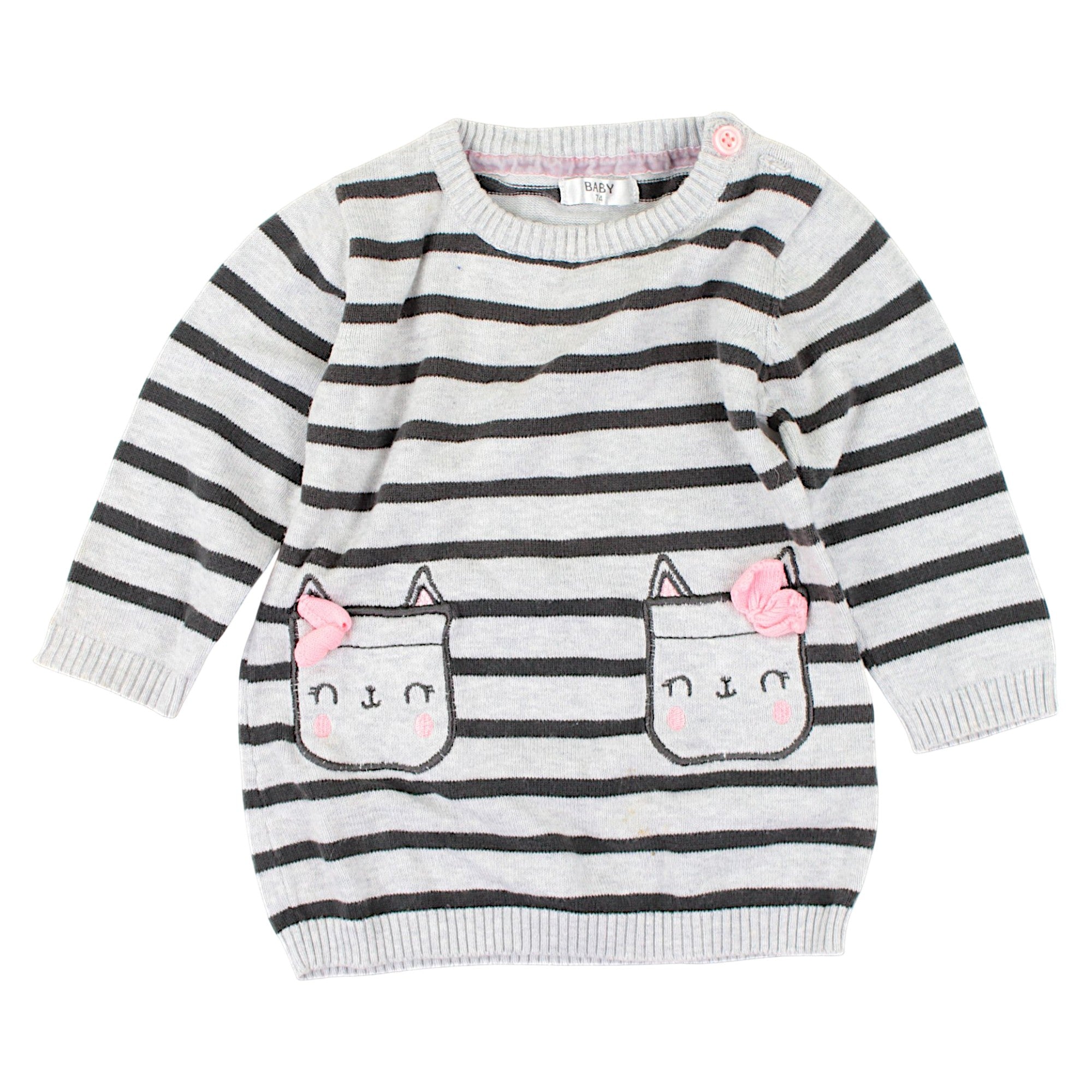Long-sleeved sweater with cats for girls, used BABY, color: gray, code: 157