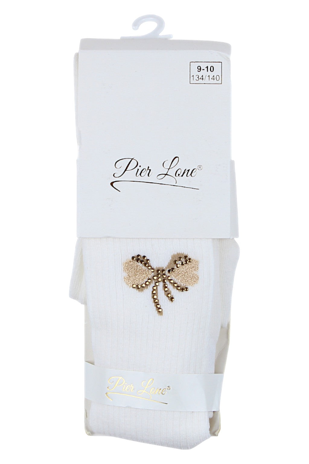 Cream girls' tights with bow and hearts, Pier Lone 1516-81025