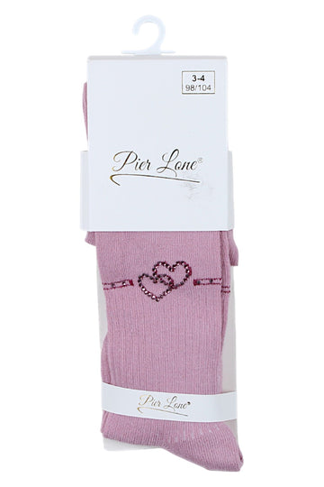 Pink Rhinestone Heart Tights for Girls Pier Lone 1609-291025