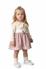 Sukienka kokardka dziewczęca beż Bebedexs 1760-31126-1