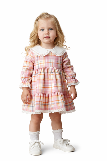 Sukienka kołnierzyk dziewczęca róż Bebedexs 1766-31126