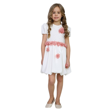 Formal dress bauble flowers girl cream MałaMi 1858-1-20325-28