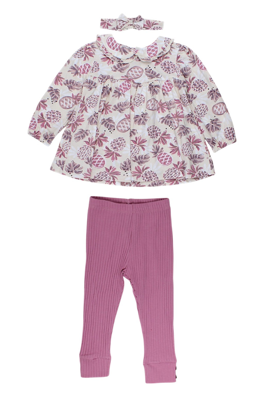 Girl's blouse, leggings and headband set, berry color, Deco, G189505-16725