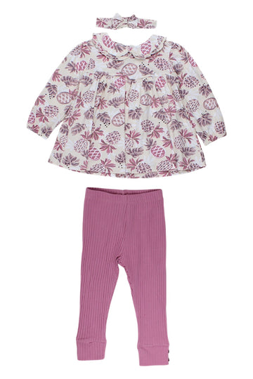 Girl's blouse, leggings and headband set, berry color, Deco, G189505-16725