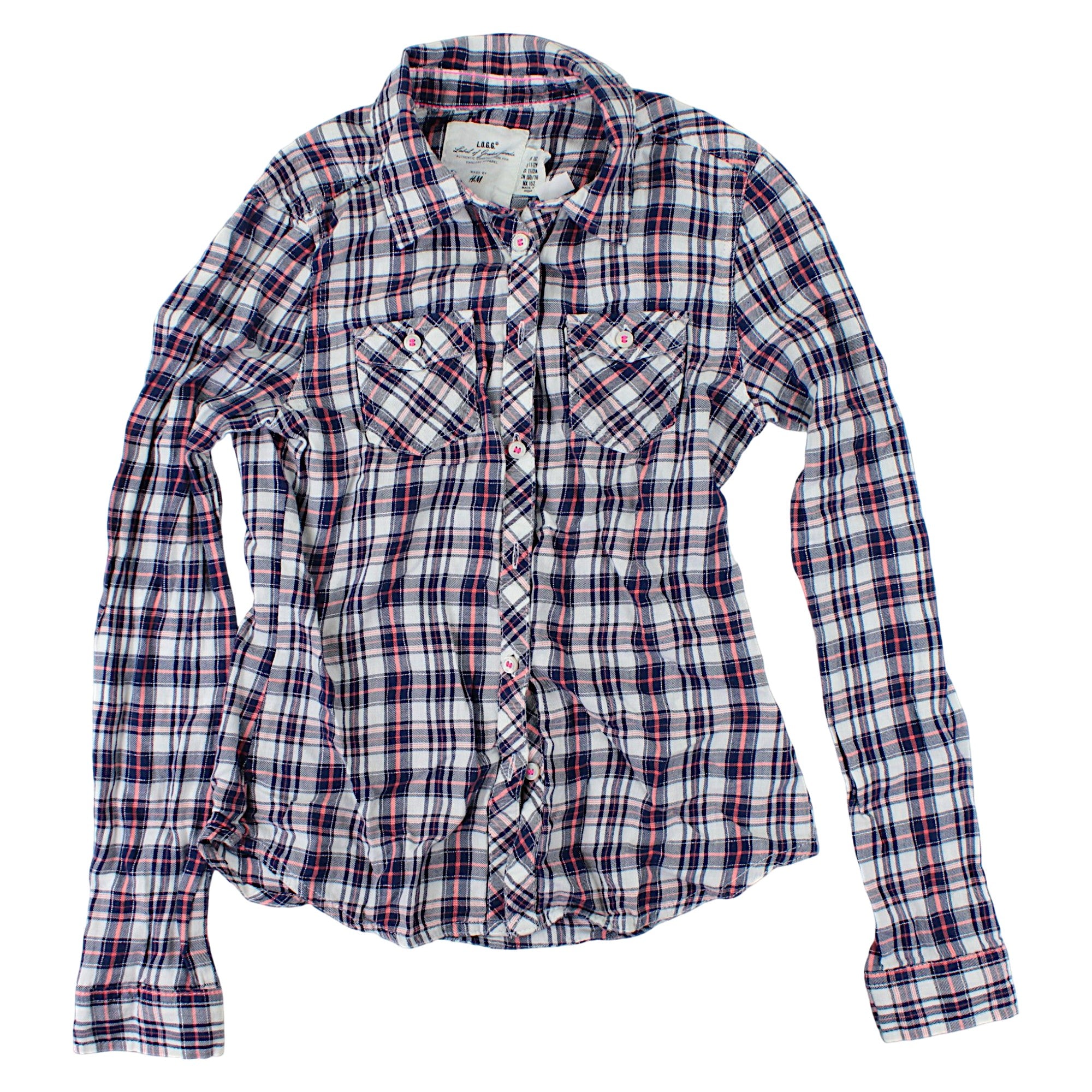 Girls' checked shirt with pockets, used H&amp;M code 172
