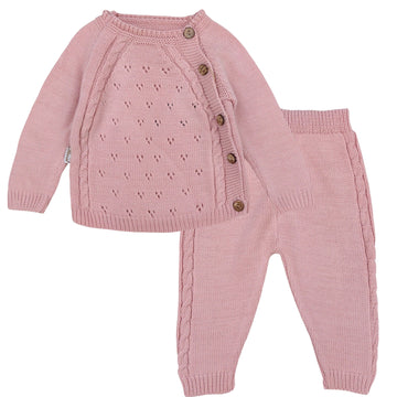 Set of wool sweater and leggings for girls, dirty pink, Becol 1429-19924