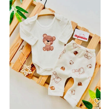 Set of bodysuit and sleepsuit for girls cream Nayinom 2418-27225-28