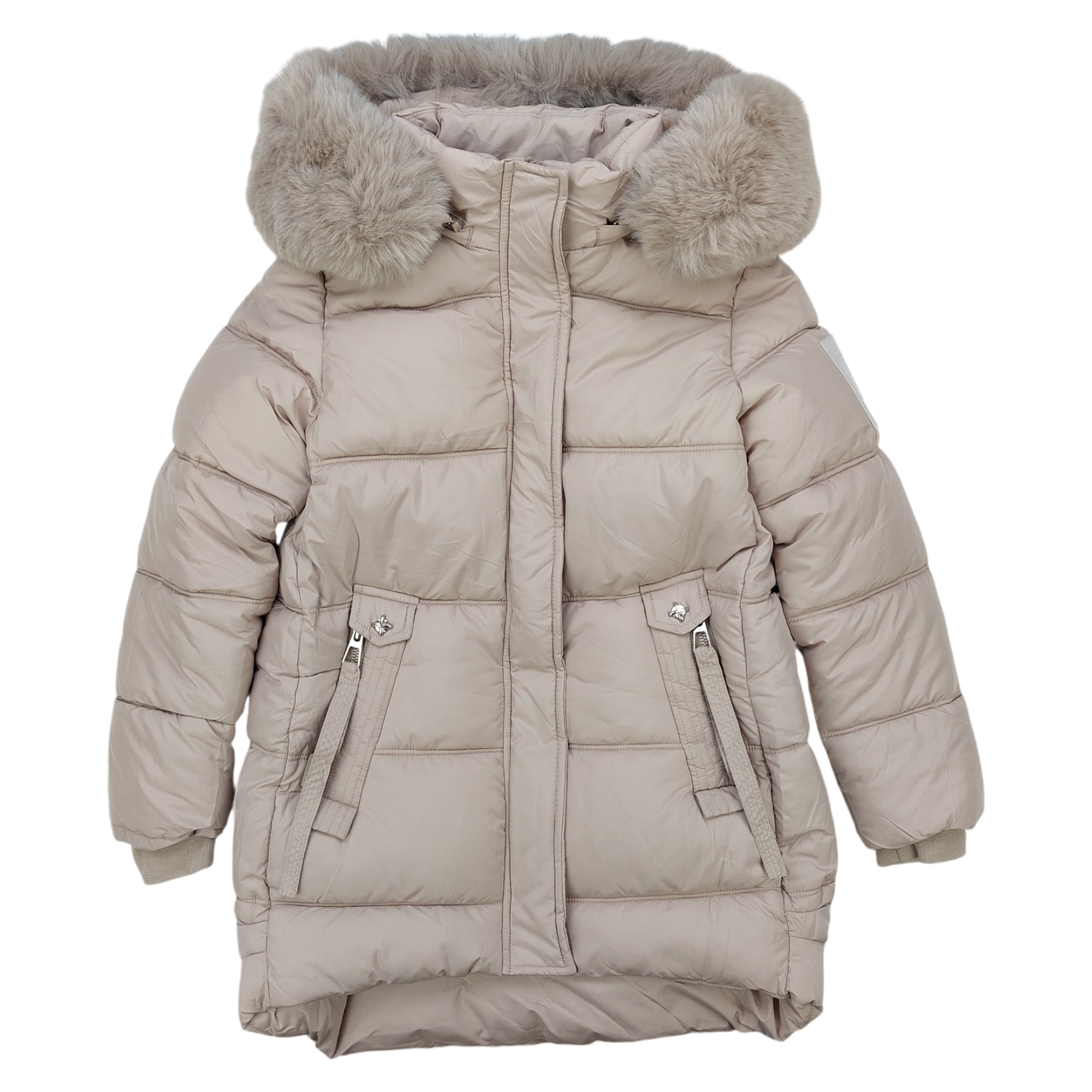 Long winter jacket for girls beige Happy House KK-2251-211024