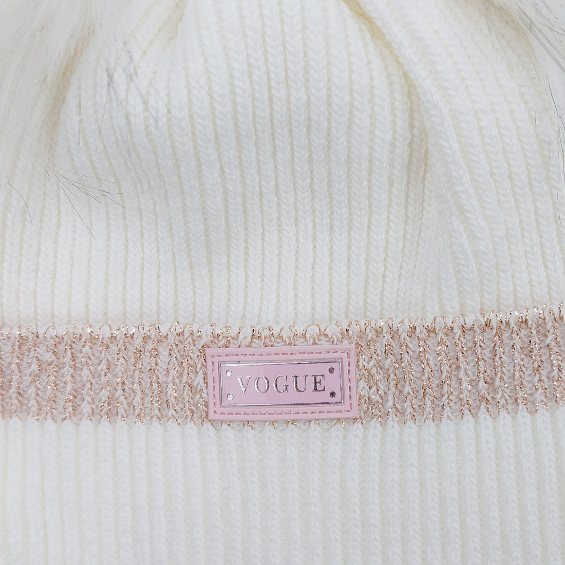 Set of a hat with a scarf with a pompom for girls, cream Ambra J-1-241024-28