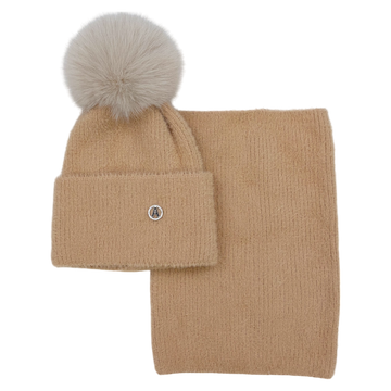 Set of hat with snood alpaca girl camel Ambra N-27-241024-6