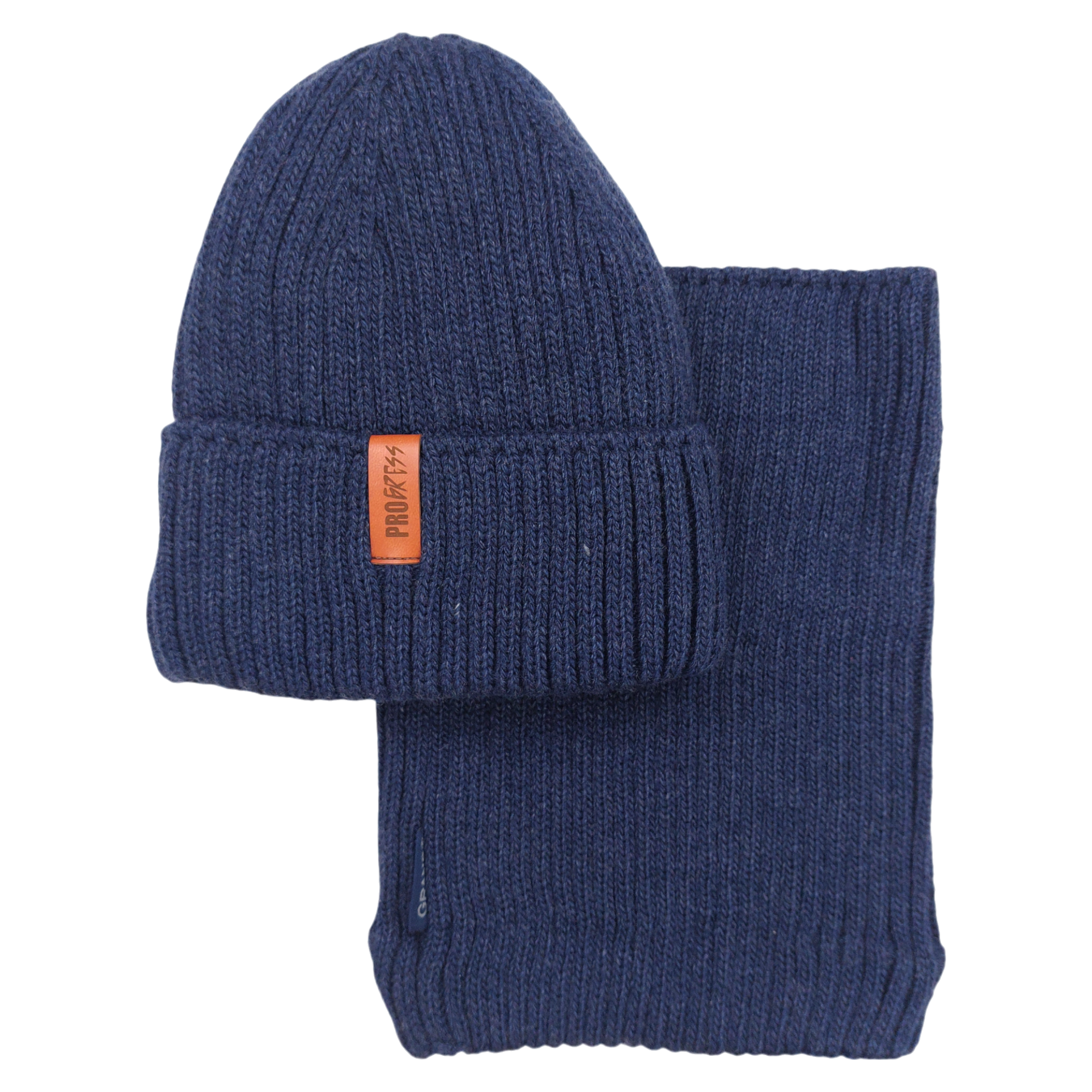 Set of hat with snood for boys navy blue Grans BT25-241024-23