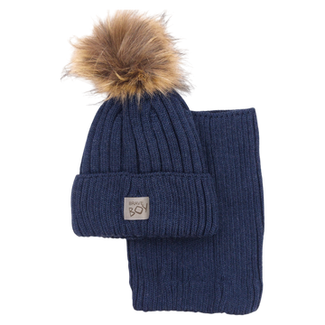 Set of hat with snood for boys navy blue Grans KA-32-241024-23