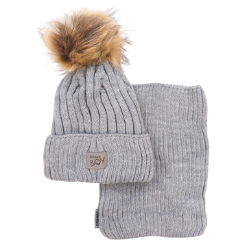 Set of hat with snood, boy, ash, Grans, KA-32-241024-37