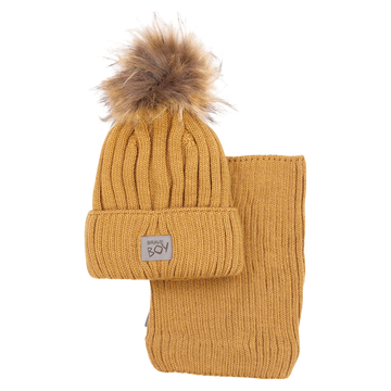 Boy's hat with scarf set mustard Grans KA-32-241024-60