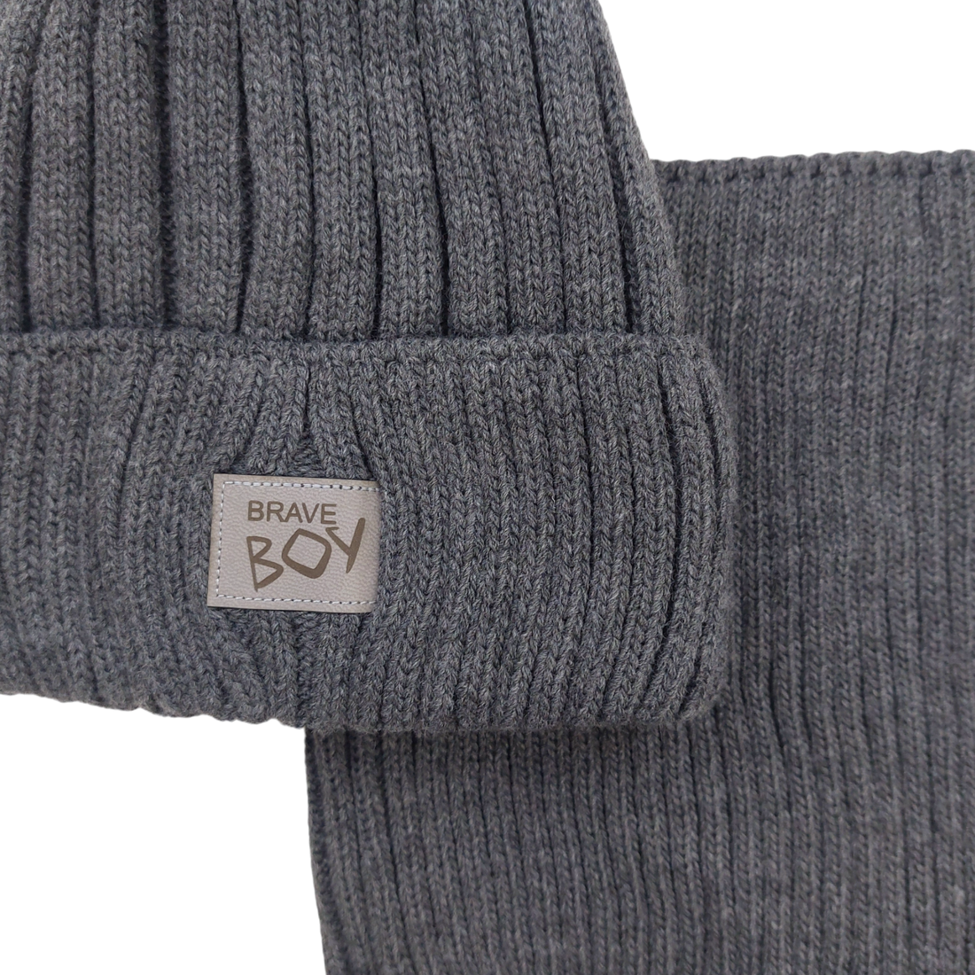 Set of hat with scarf for boys, gray, Grans KA-32-241024-42