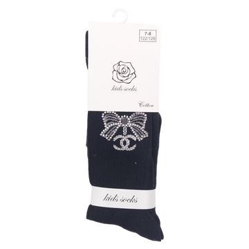 Girls' bow tights black Kids Socks 1720-191024-14