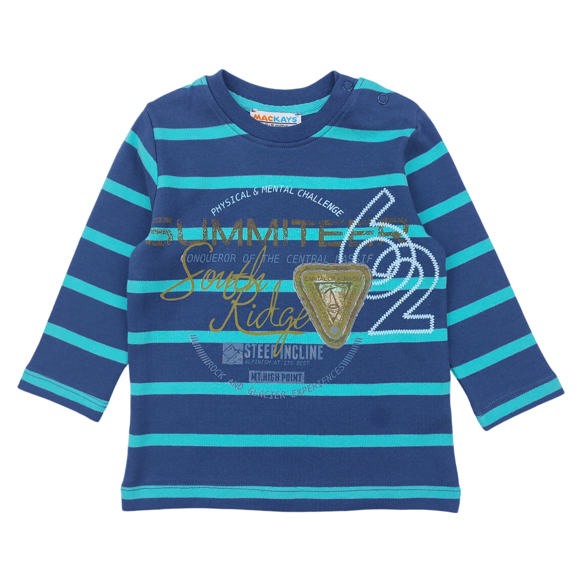 Boy's cotton striped blouse navy blue MacKays 2151-161024