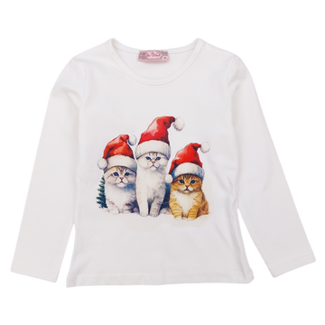 Christmas blouse with Santa Claus for girls cream Your Word 5435-191024-28