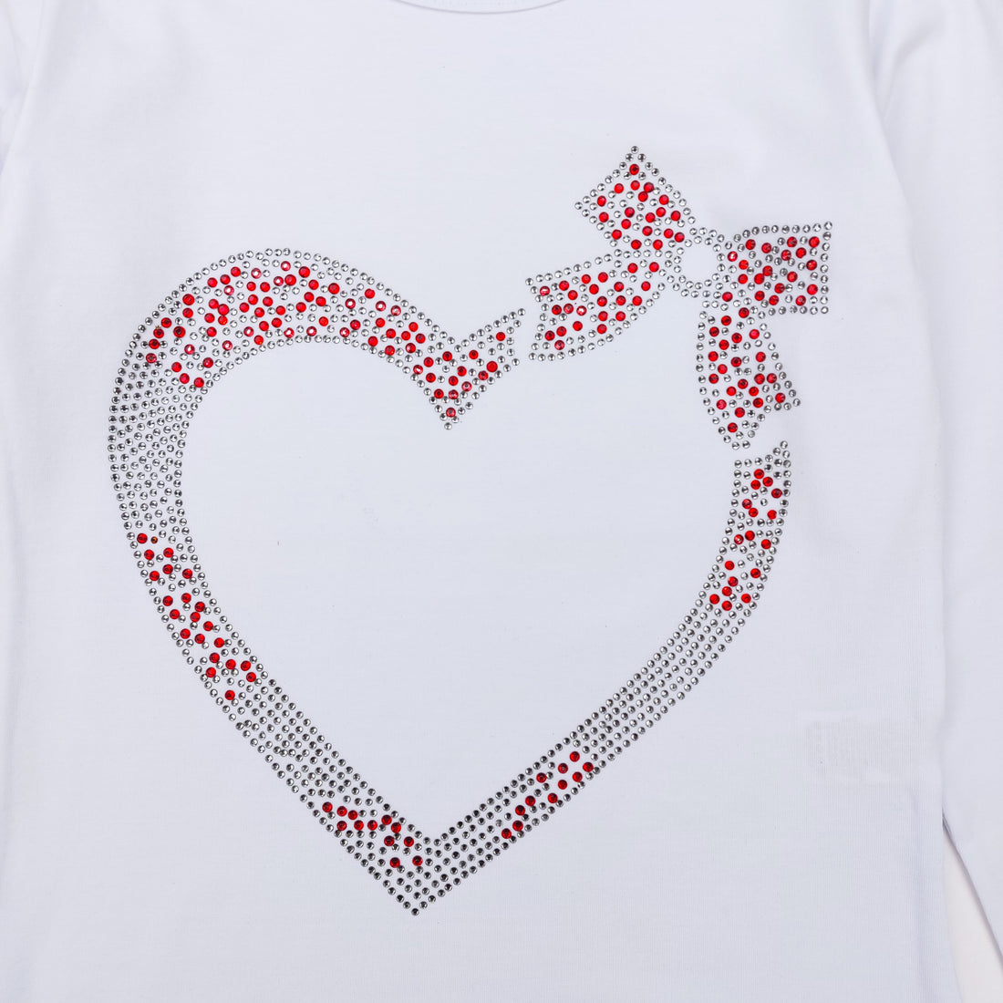 Cotton blouse hearts, zircon girl white Your Word 5434-191024-3