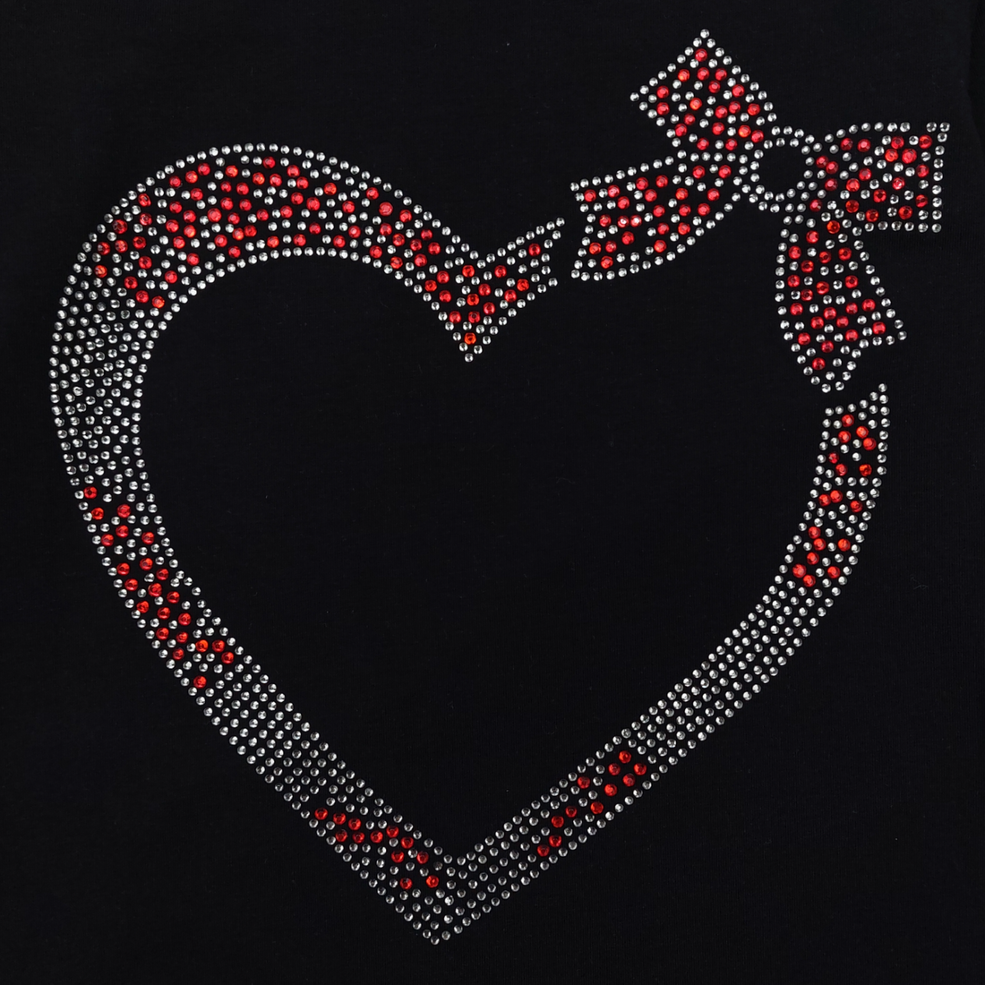 Cotton blouse hearts, zircon girl black Your Word 5434-191024-14