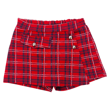 Girls' red checkered skirt shorts Breeze 19530-191024-18