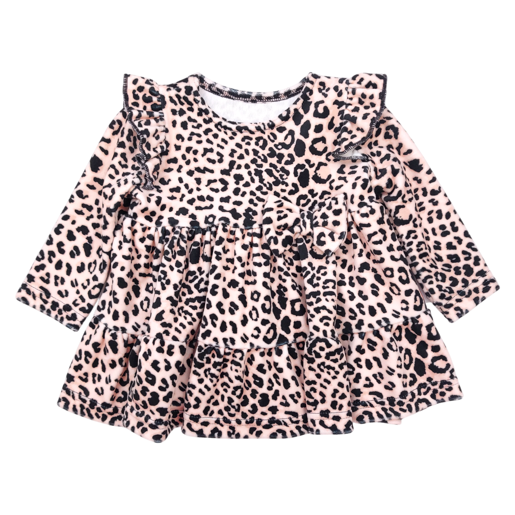 Velvet dress for girls, leopard print, beige, Mona 22153-151124-1
