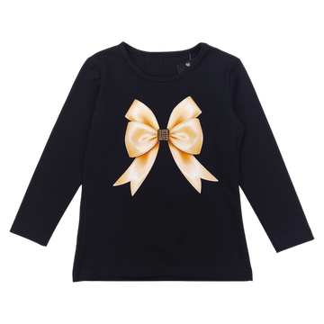 Girls' bow blouse black Milbo 133-151124-14
