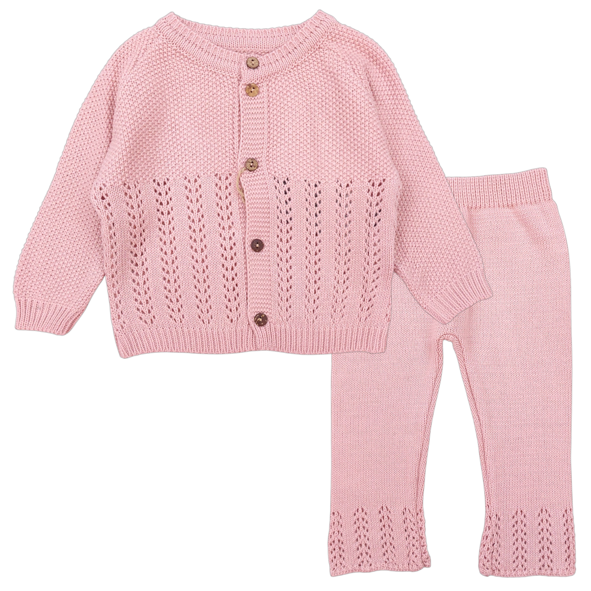 Openwork sweater set for girls powder pink Becol 7042-151124-39