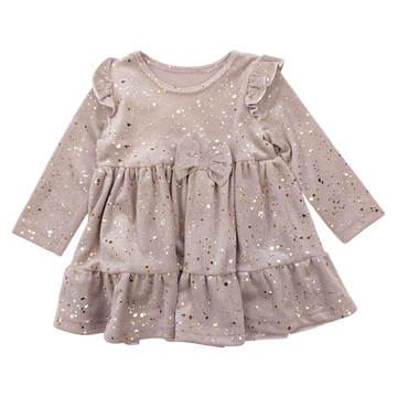 Velvet dress for girls beige Mona 22154-151124-1