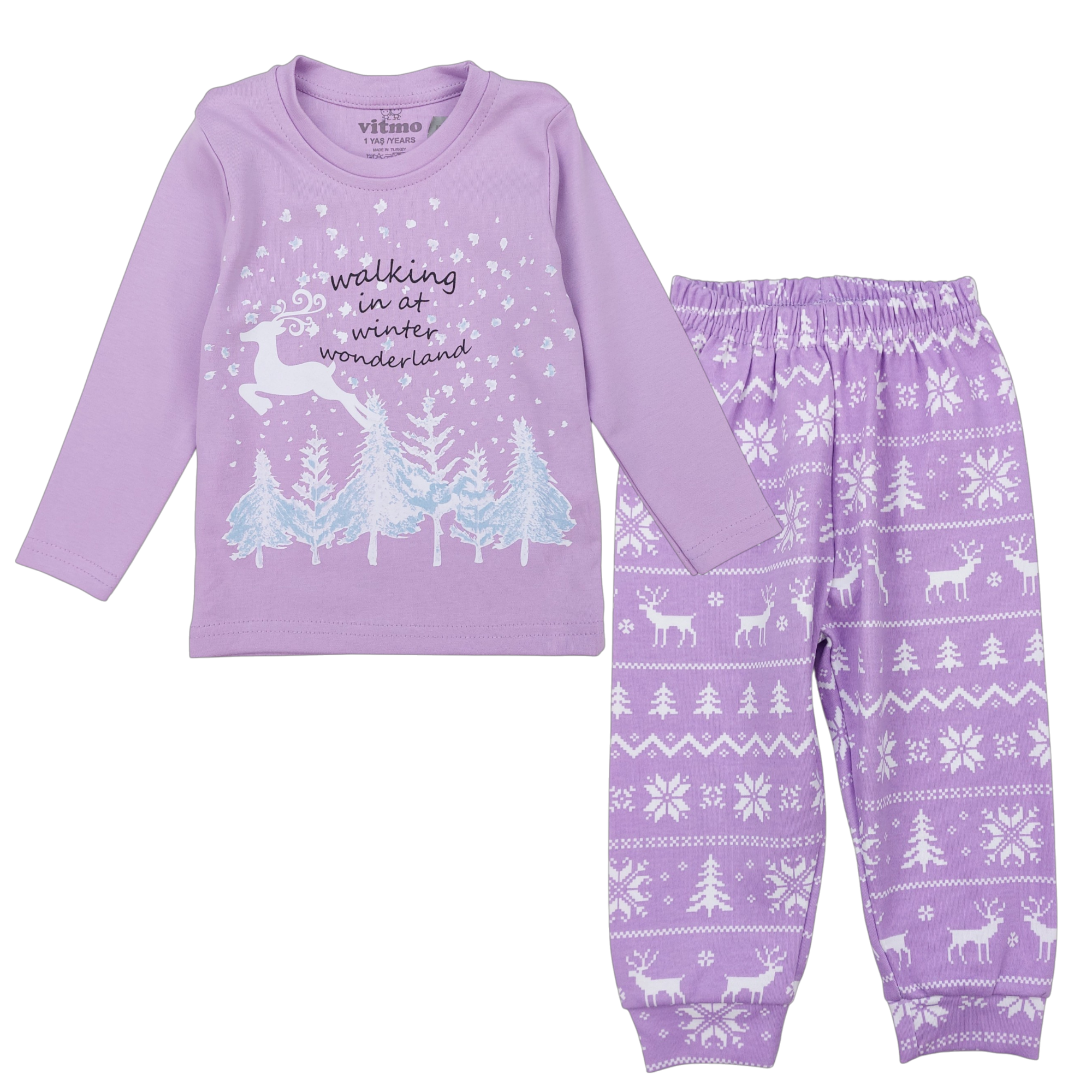 Christmas reindeer pajamas for girls purple Vitmo 36056-271124-20