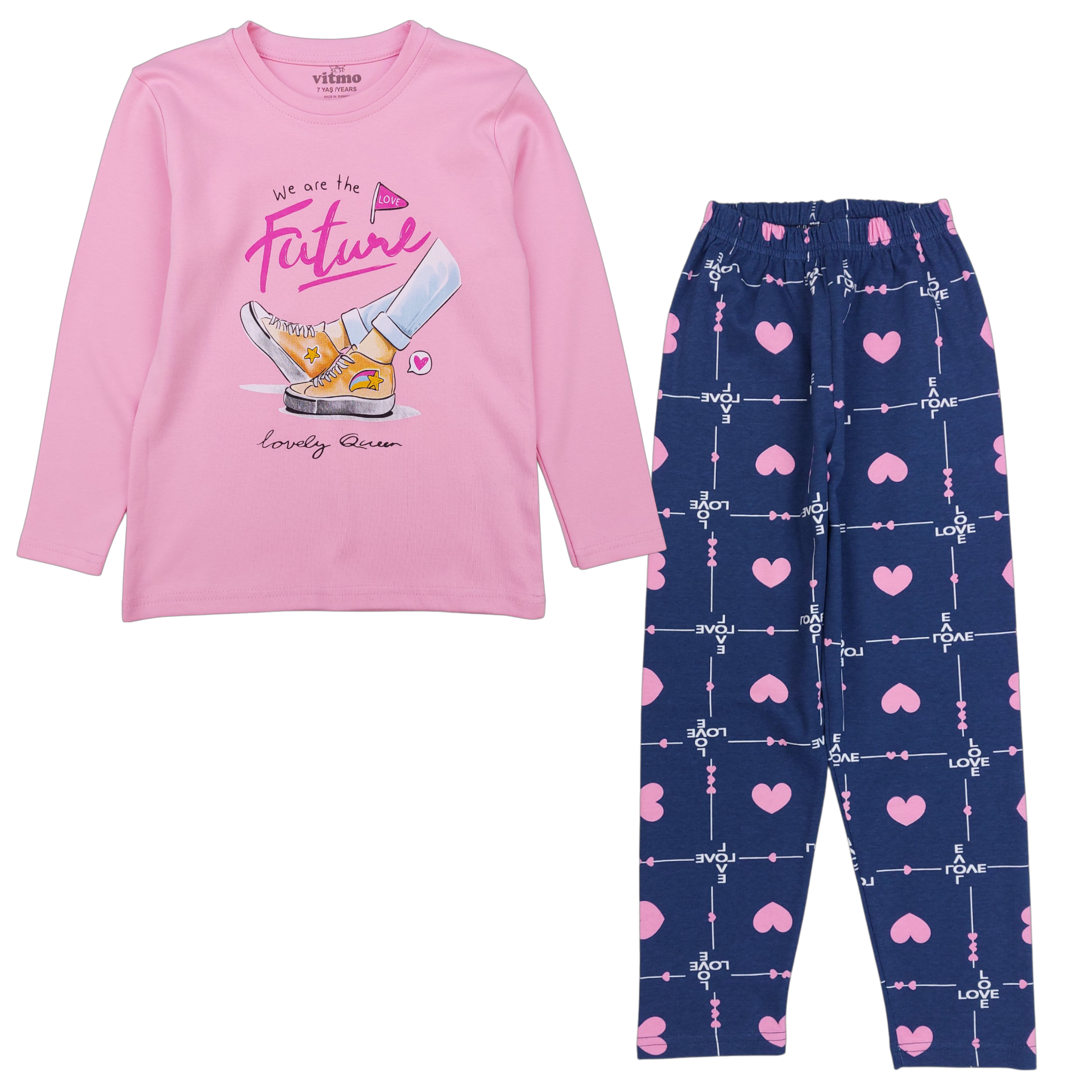 Heart pajamas for girls pink Vitmo 36254-271124-40
