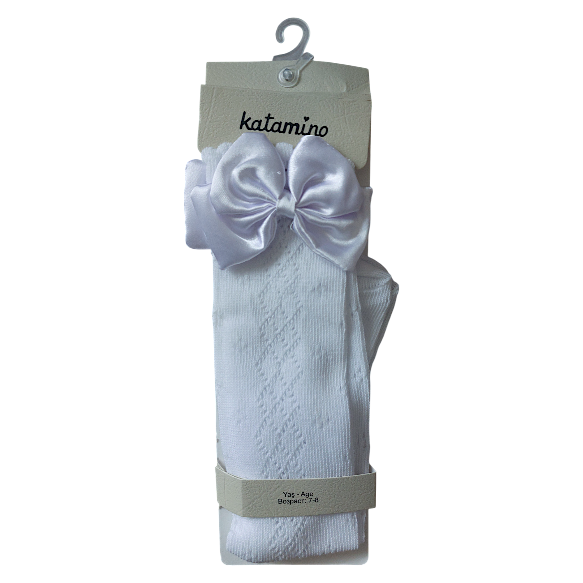 Knee-highs bow girl white Katamino K20417-6525