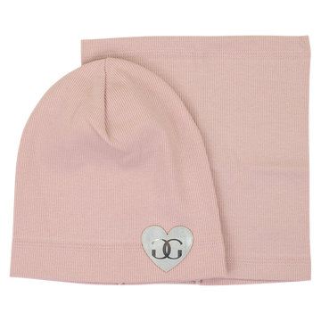 Set of hat and scarf for girls, dirty pink, Gracek 2027-11-7325-5