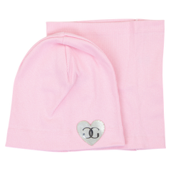 Set of hat and scarf for girls pink Gracek 2027-11-7325-40