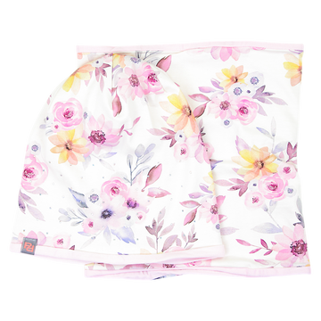 Set of hat and scarf in flowers for girls, purple, Panek 2028-11-7325-20