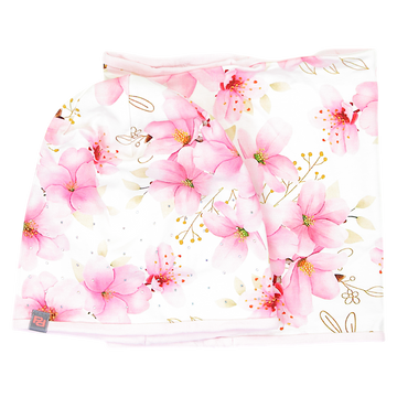 Set of hat and scarf in flowers for girls fuchsia Panek 2028-11-7325-21