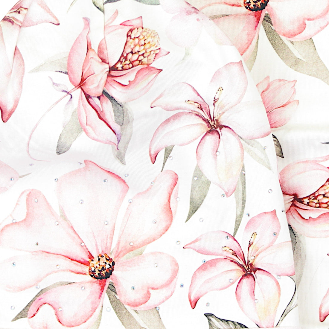 Set of hat and scarf in girlish flowers, pink Panek 2028-11-7325-40