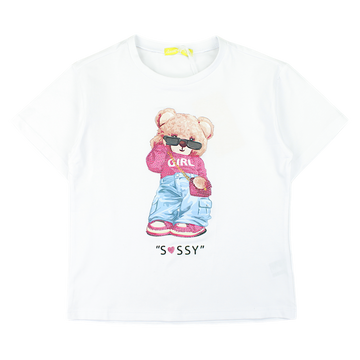 Teddy bear blouse for girls white Lemon 2031-11-7325-3